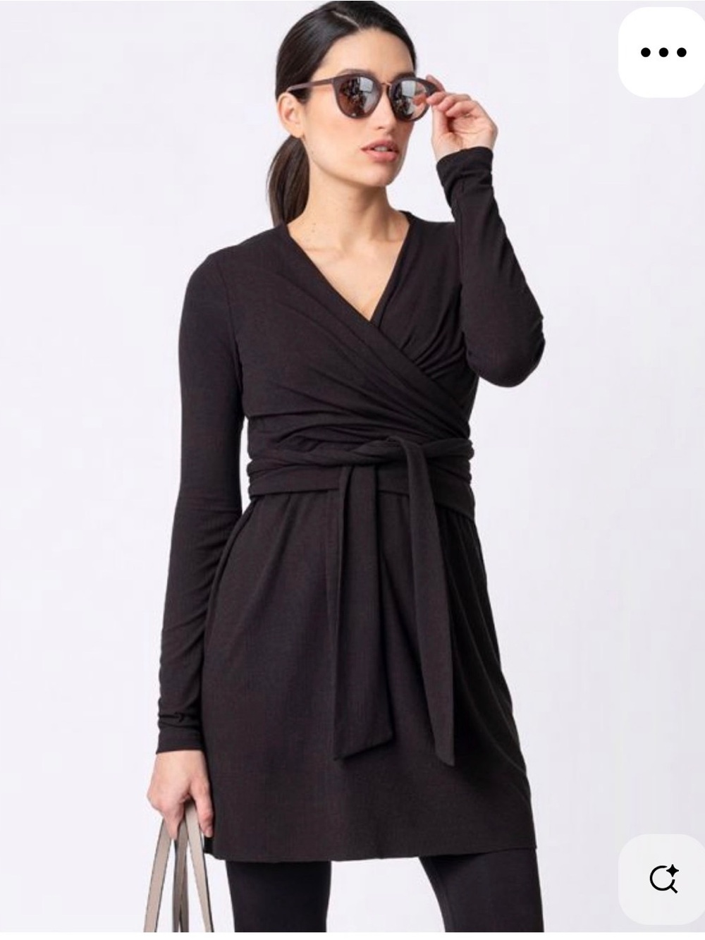 Seraphine Black Long-Sleeve V-Neck Wrap nursing Dress